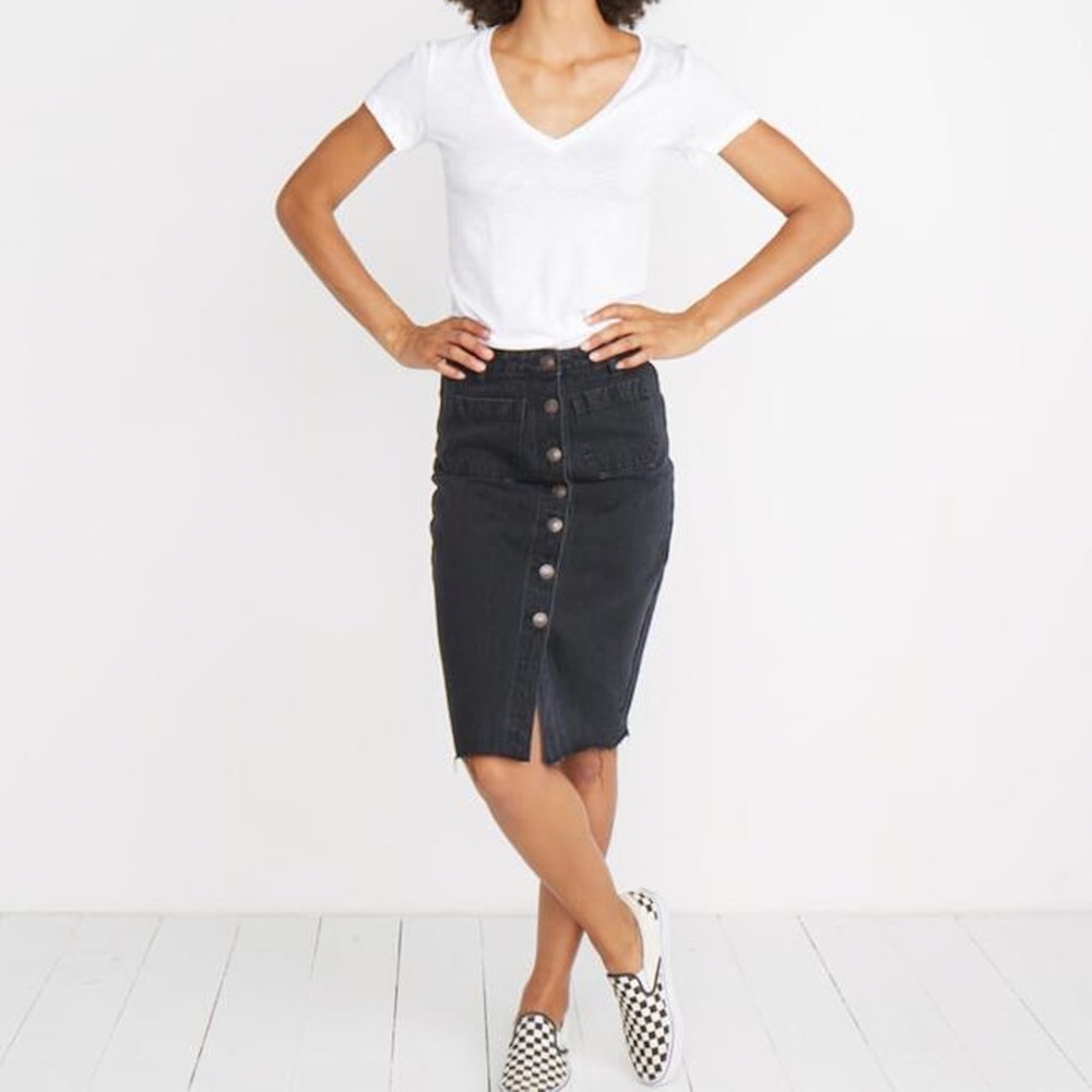 NWT Marine Layer Blake Midi Skirt In Faded Black